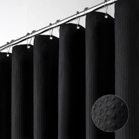 Cortina De Ducha Dynamene Waffle Texturizada De Tela Negra 183X183