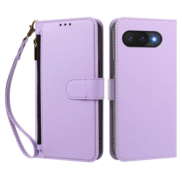 Funda Tipo Billetera para Google Pixel 9A con Soporte y Bolsillo con Cierre Morado