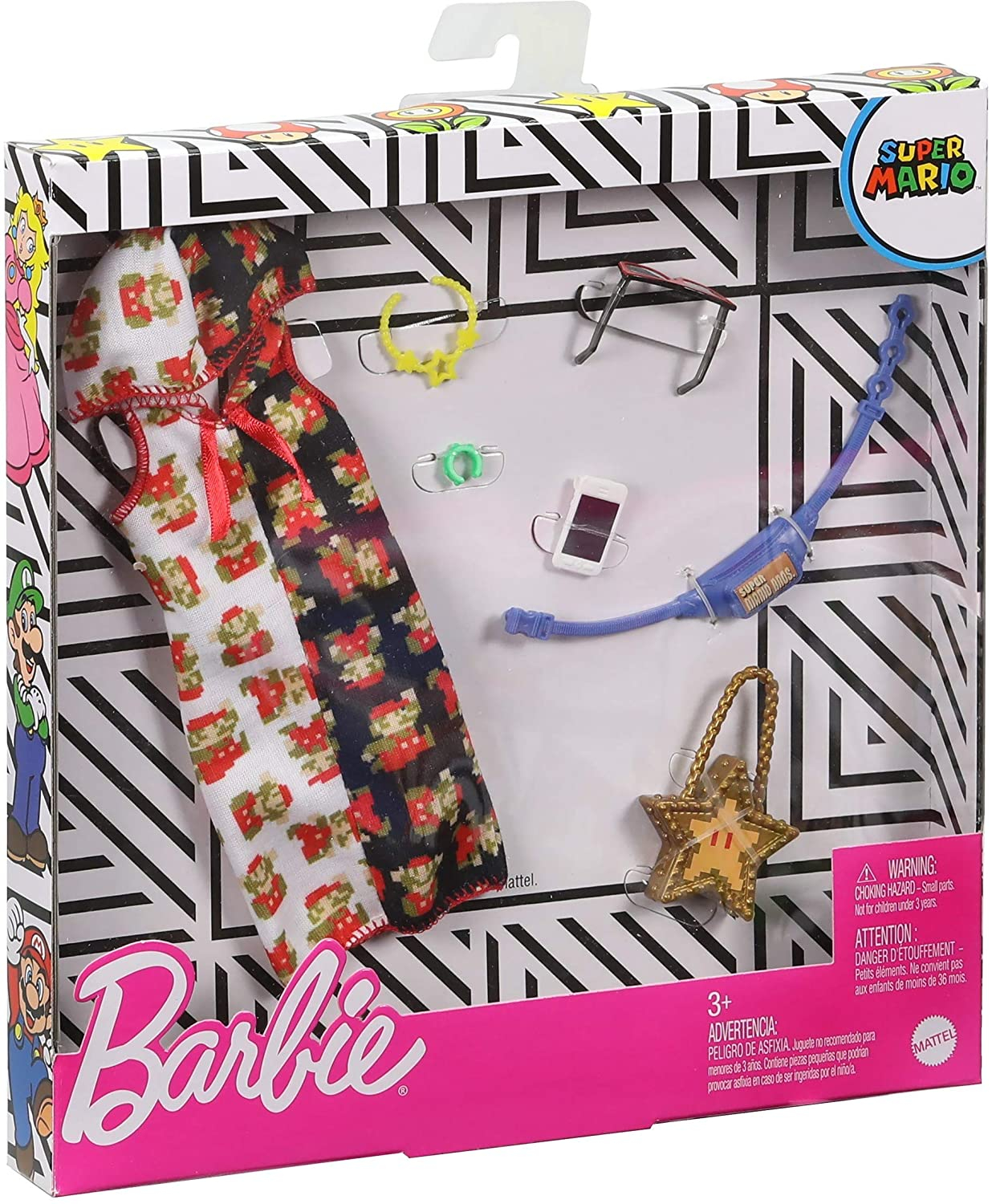 Barbie Storytelling Fashion Pack Super Mario Vestido Con Capucha Y 6 Accesorios