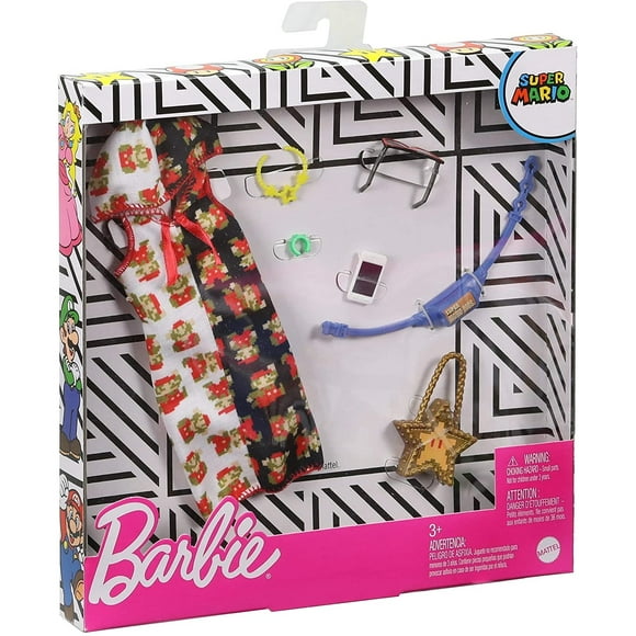 Barbie Storytelling Fashion Pack Super Mario Vestido con capucha y 6 accesorios