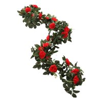 Magideal - Guirnalda De Flores De Peonía De Enredadera Verde, Enredadera Floral De Seda, Enredadera De Flores De Peonía Artificial Para Pancartas, Centros De Mes Rojo