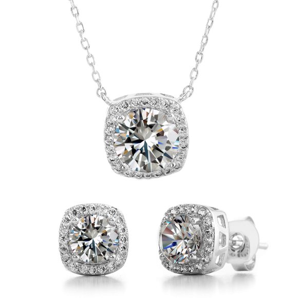 Conjunto de joyería Devin Rose 46 cm Halo de cristal blanco