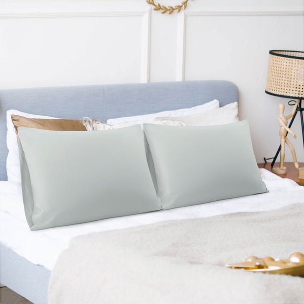 REGALWOVEN 2 Paquetes de Fundas de Almohada de Microfibra con Cierre de Sobre, Estándar Gris Claro