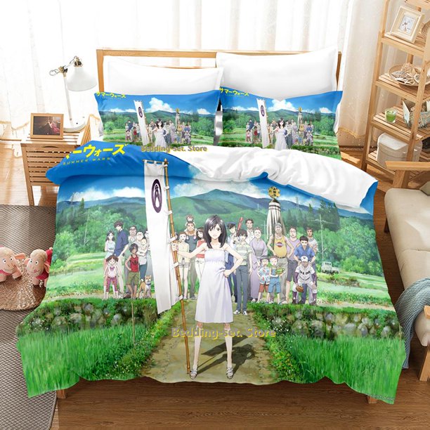 2023 Summer Wars Bedding Set Single Twin Full Queen King Size Bed Set Adult Kid Bedroom Duvetcover Sets Cool Anime Bed Sheet Set Bed Sheets