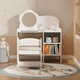 thumbnail image 1 of Kids Vanity Table with Mirror and Chair, Wooden Children's Dressing Makeup Desk with Storage Shelves, Study and Activity Table for Girls and Boys, Playroom Bedroom Furniture - White, 1 of 3