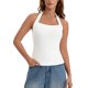 thumbnail image 1 of ATHLECHIC Edición Tops Halter para Mujeres Sin Mangas Top de Tirantes Cuello Cuadrado Verano Salir con Aberturas Laterales L Blanco, 1 of 4