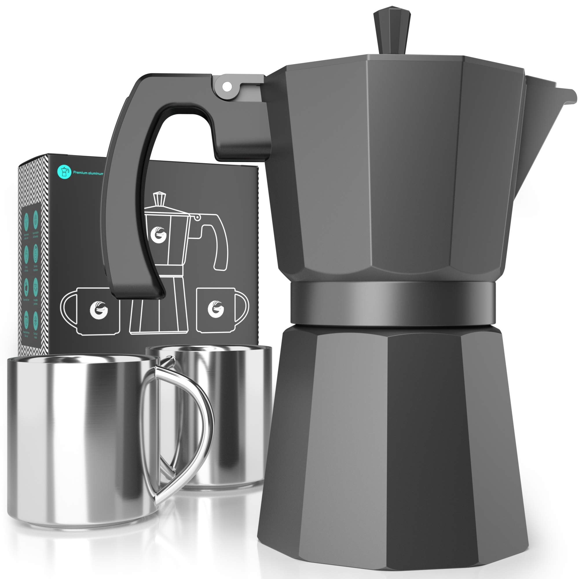 Coffee Gator - Cafetera Espresso Stovetop, Cafetera Con Forma De Caimán, 360 Ml, 6 Tazas