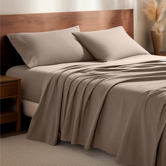 Juego de sábanas Bare Home de franela 100% algodón California King Taupe