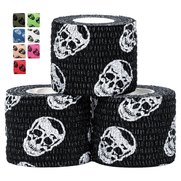 Cinta de levantamiento de pesas Gymreapers Hook Grip Skull, paquete de 3