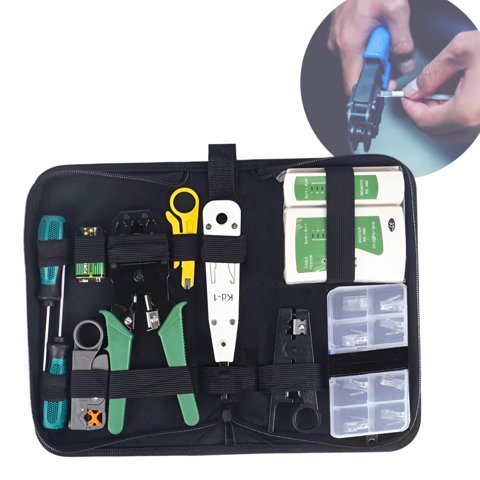 Genérico - Kit Crimpeadora Profesional Rj45 Cable De Red Con Conectores