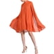 thumbnail image 2 of INSPIRE CHIC Vestido de Mujer de Gasa con Capa, Vestido con Mangas de Capa Fluidas, Vestido Plisado Naranja XL, 2 of 6