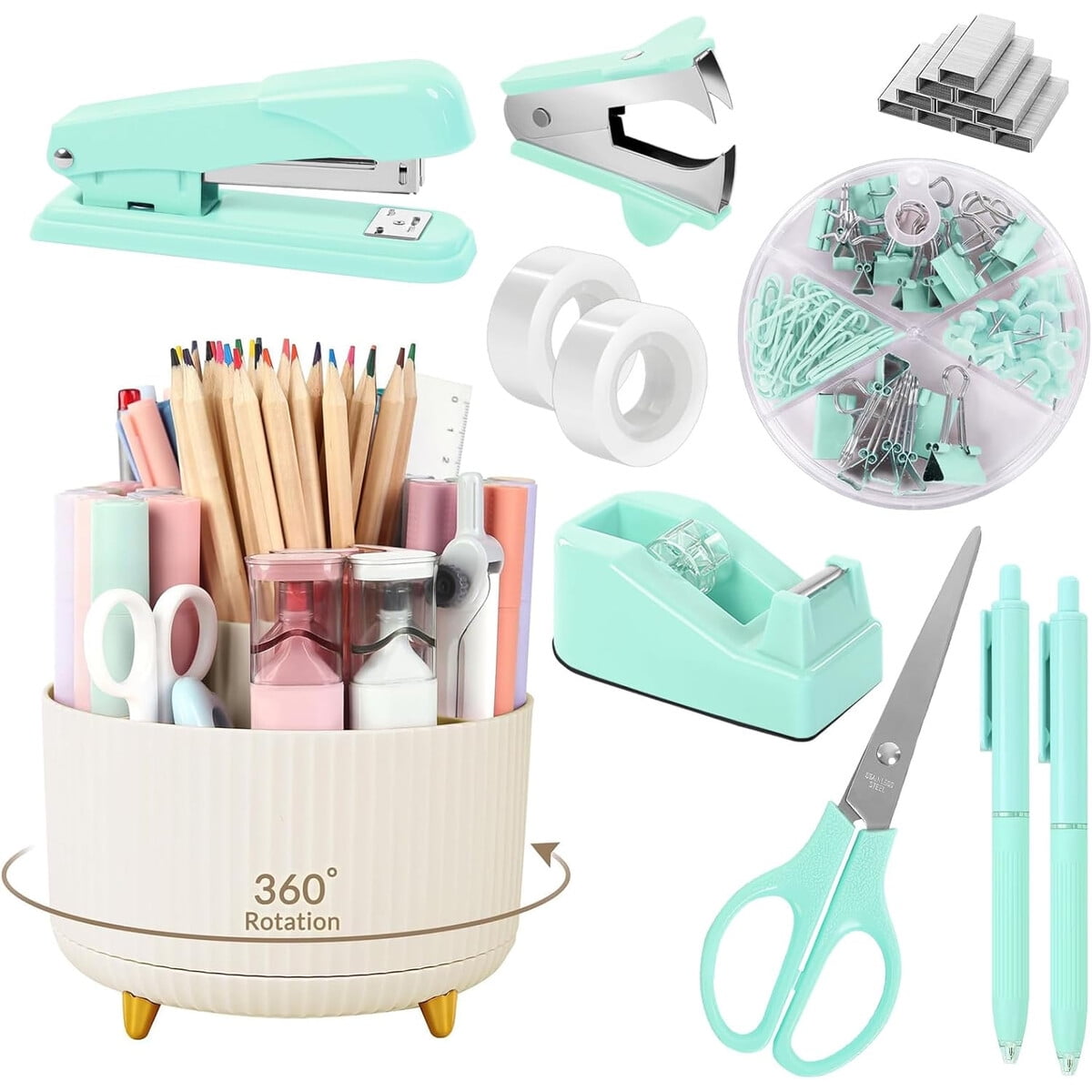 Set Oficina Skydue 10p Turquesa Organizador 360a