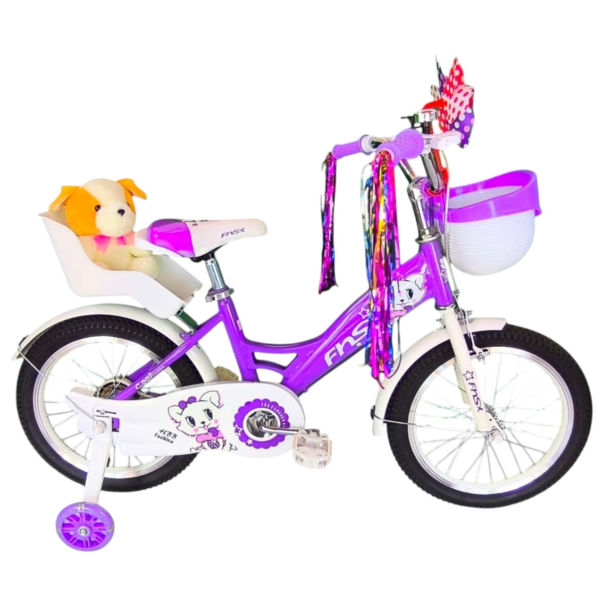 Vipnetwork - Bicicleta Aro 16 Infantil Con Peluchero Lila Fnsx