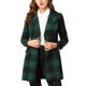 thumbnail image 1 of INSPIRE CHIC Abrigo de Mujer con Solapa Muesca, Mangas Largas, Doble Botonadura, Cuadros, Talla M, Verde, 1 of 8