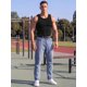 thumbnail image 2 of INSPIRE CHIC Camiseta sin mangas ajustada para hombre, para gimnasio, con rayas, talla M, color negro, 2 of 5