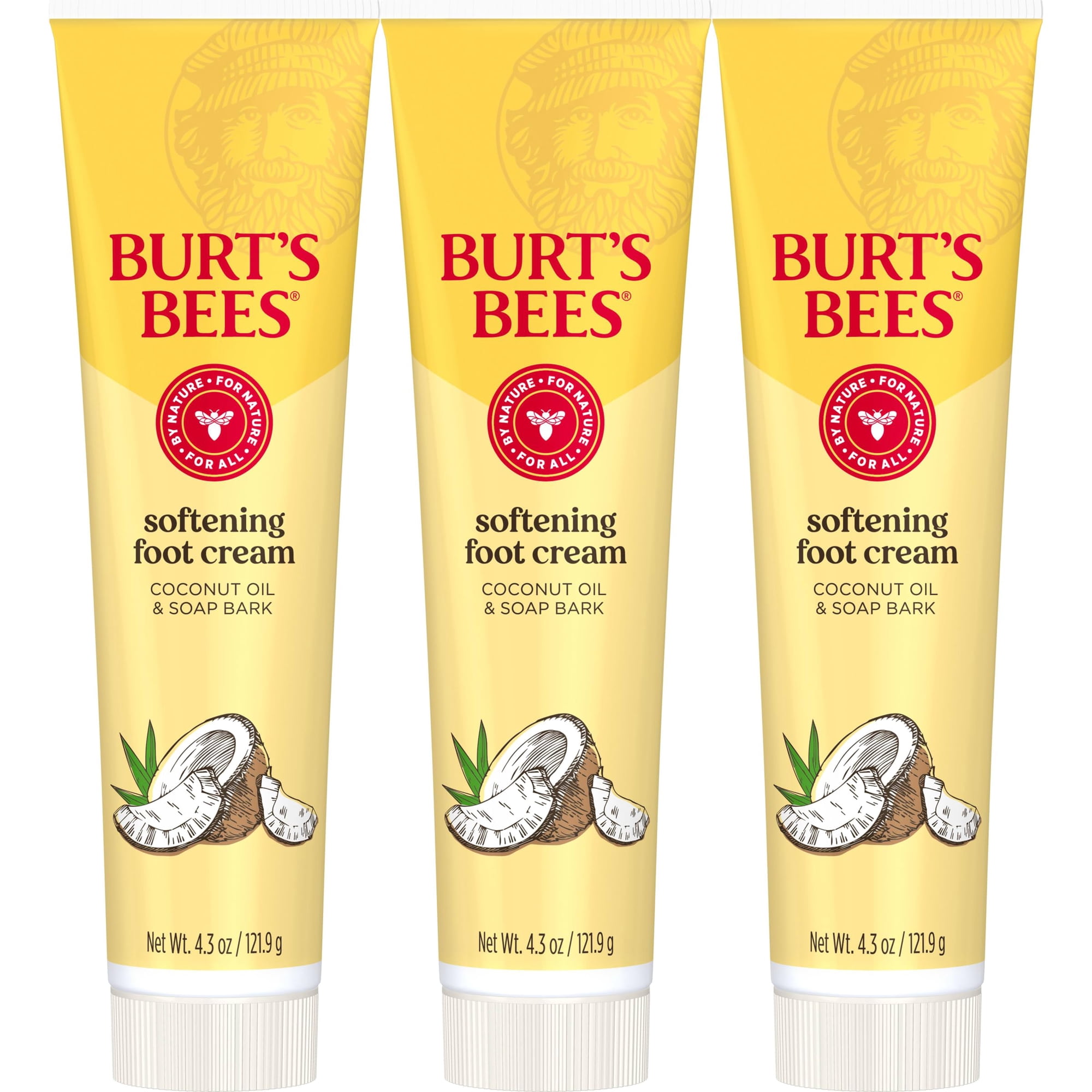 Crema Para Pies Burt's Bees Suavizante Con Aceite De Coco 125 Ml (paquete De 3)