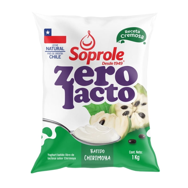 Yoghurt Sin Lactosa Chirimoya Bolsa 1 kg Soprole