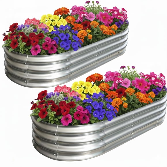 Kit de cama de jardín elevada Eclaron, 4 x 2 x 30 cm, acero galvanizado, paquete de 2