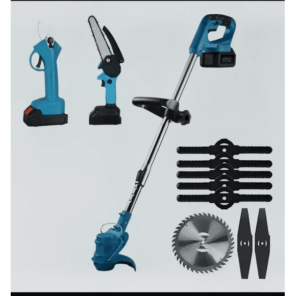 Kit jardineria inalambrico (motosierra, tijera podadora, Orilladora) Incluye accesorios