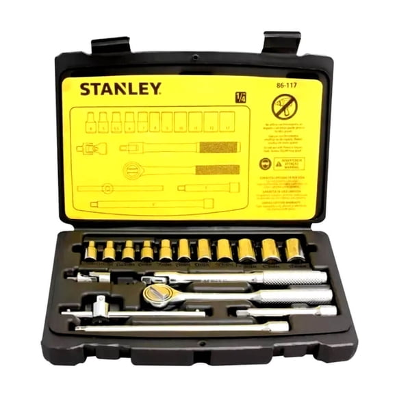 Juego De Dados Hexagonales Stanley De 1/4 - 18 Piezas