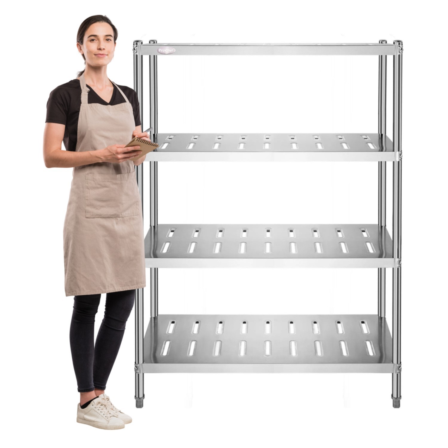 Prochef - Estante 4 Bandejas Perforadas 100X50X155 Cm. Acero Inox