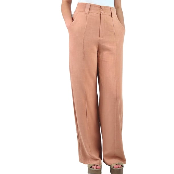 Pantalon Palazzo Premium Tipo Lino Semi Formal Casual Boton 902