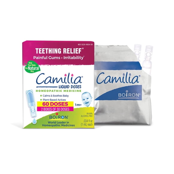 Gotas para la dentición Boiron Camilia, para aliviar el día y la noche, 60 unidades