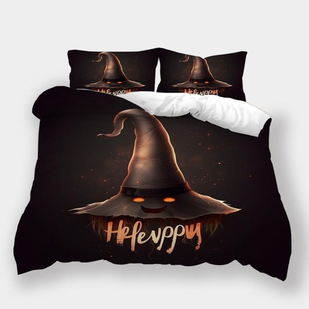 Halloween Style Skull Pumpkin Print Quilt Duvet Cover Set Bed Linen3-Piece Bedding Set
