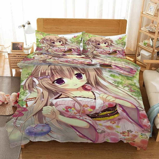 Japanese Kimono Duvet Quilt Covers Pillow Case Bedding Sets3-Piece Bedding Set (1 Duvet Cover + 2 Pillow Shams)