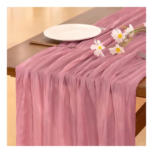 Camino De Mesas Gasa Rectangular Mantel Centro Tela 300 X 90 Cm Rosa