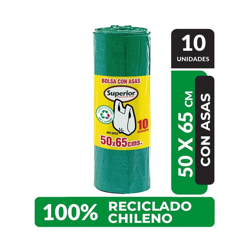 Bolsa De Basura Pequeña Con Asas 50x65 Cm 10 Un Superior