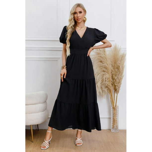 Maxi Vestido Largo Primavera Mujer Casual Eventos Texturizado 3338