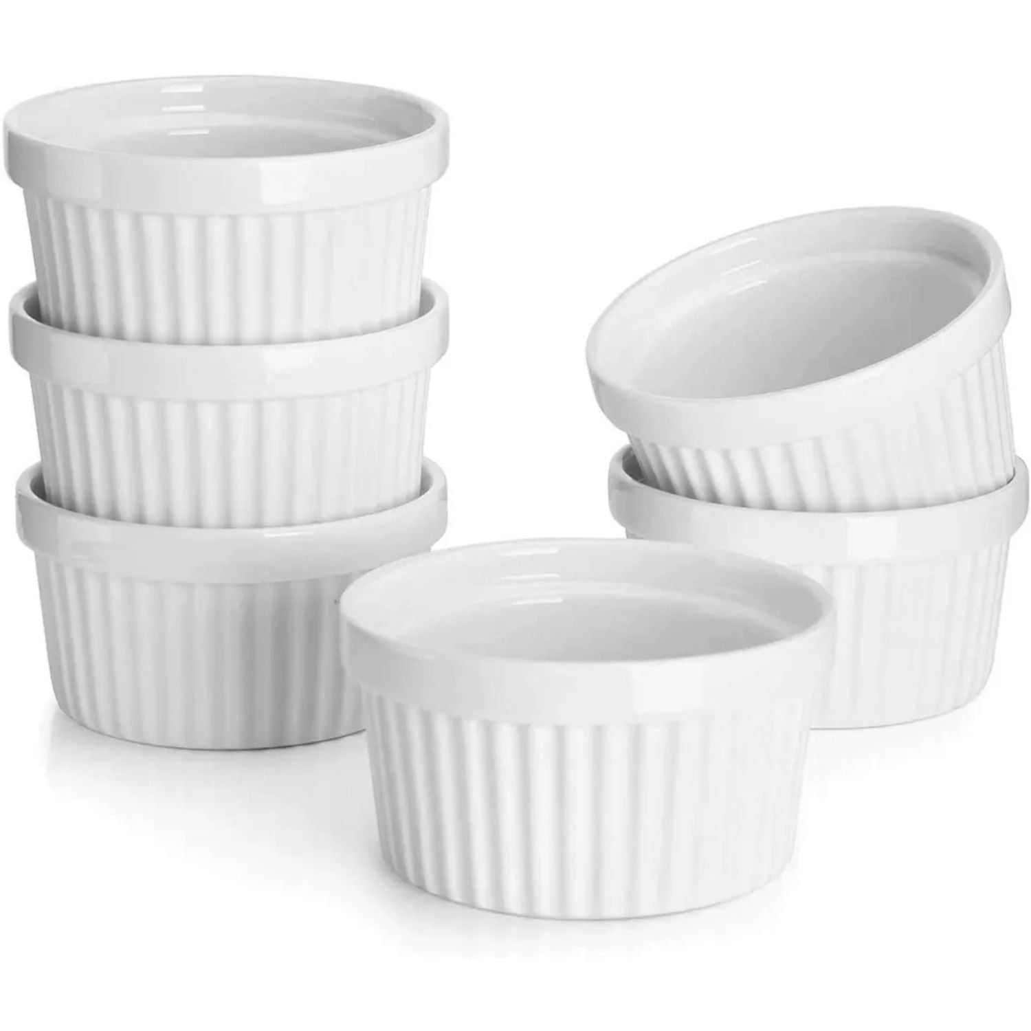 Genérico - Set 6 Pocillos Ramekin Ceramica Blanco 11cm Cocina Horno