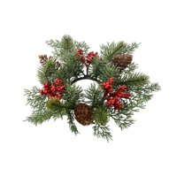 Magideal - Anillo De Vela De Pilar, Anillos De Guirnalda De Vela Navideña, Suministros De Fiesta, Corona Verde Rústica, Anillos De Vela Para Cafetería, Bar, Sala Conos Marrones