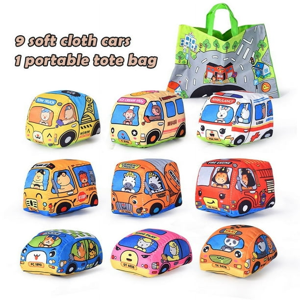 Baby Car Cloth Books, Baby Biteable And Tear-resistant Three-dimensional Bus Storage Bag Cloth Books, Early Education Toys