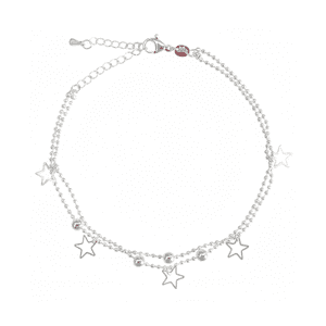Fershop - Tobillera Plateada Con Estrellas Colgantes