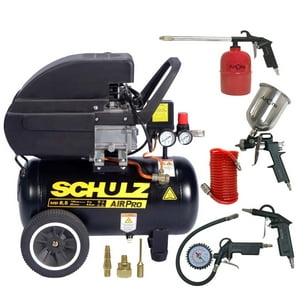 Kit Compresor Schulz 2Hp 25 Litros + Set 8 Accesorios
