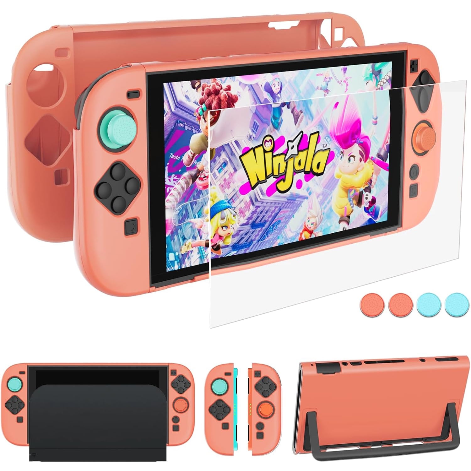 Genérico - Funda Protectora Para Nintendo Switch 2, Delgada, Rígida Y Acoplable, Con Protector De Pantalla Y 4 Empuñaduras, Cubierta De Protección Contra Rasguños Y Golpes