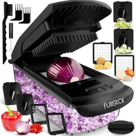 Cortador De Verduras Y Espiralizador Fullstar Con Recipiente Negro