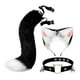 thumbnail image 1 of Lindo Gato Orejas Cola Cosplay Halloween Felpa Diadema Fiesta Adultos Negro Blanco, 1 of 2
