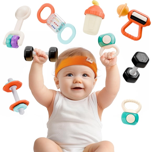 Asiento de coche para bebés con sonajero para gimnasio, iPlay iLearn, 7P, dentición, 3-6 m