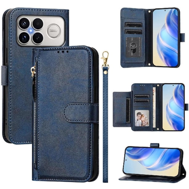 FOXDOCK Funda Tipo Cartera para Realme Narzo 80 Pro Cuero PU con Cremallera y Correa de Muñeca, Ranuras para Tarjetas, Soporte Plegable, Cierre Magnético