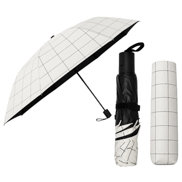 Paraguas plegable Decodreams blanco cuadrícula 94 cm con varillas flexibles