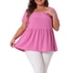 thumbnail image 1 of Agnes Orinda Blusas de Ropa de Bebé con Cuello Cuadrado, Tops Peplum Sólidos de Talla Grande para Mujeres, Camisas de Canalé para Escuela y Universidad 4X Rosa Oscuro, 1 of 6
