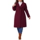 thumbnail image 1 of Abrigo de invierno largo con bolsillos y abertura trasera para mujer de talla grande Agnes Orinda, cuello alto clásico, manga larga, 2X Burdeos, 1 of 6
