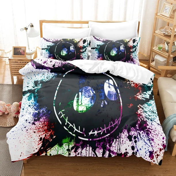 3D Skull Christmas Bedding Set Single Twin Full Queen King Size Bed Set Bedroom Duvet Cover Beddings Suit Halloween Gift Bed Sheets