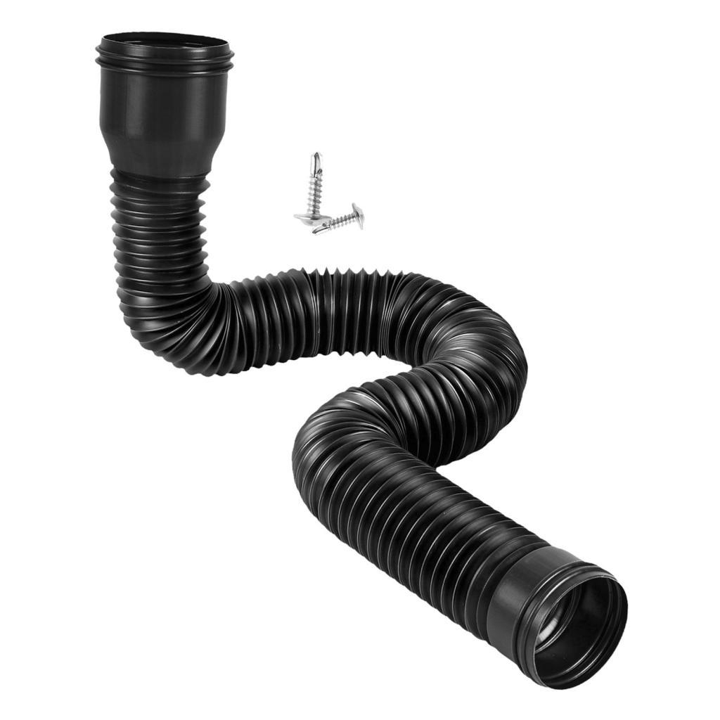 Magideal - Extensión De Bajante De Canalón De Lluvia Para Drenaje De , Extensor De Bajante De Bajada De 47-150Cm, Flexible Para Césped Y Patio Al Negro