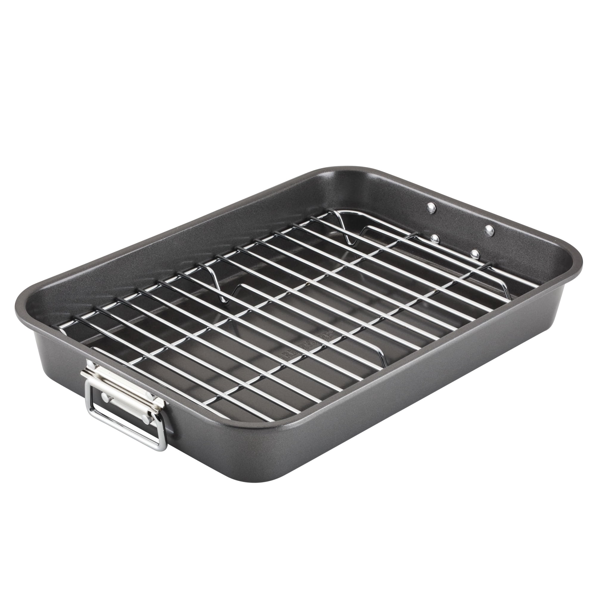 Utensilios Para Hornear Roaster Farberware, Acero Antiadherente, 28 Cm X 38 Cm, Gris