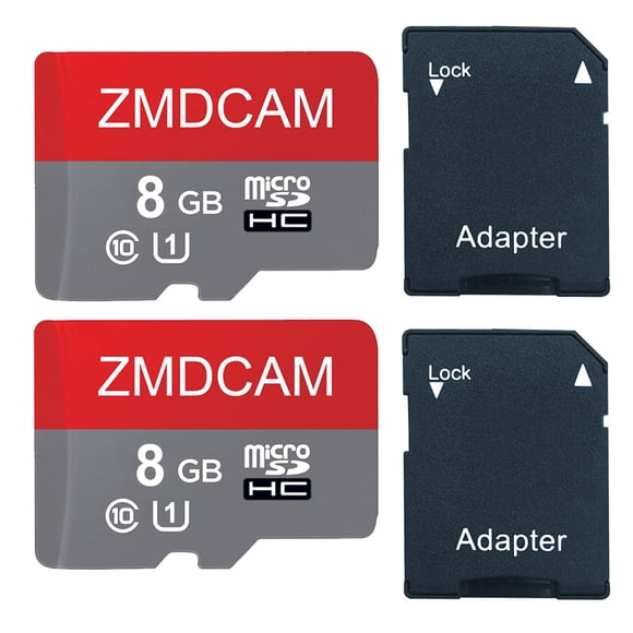 Tarjeta microSD ZMDCAM 8 GB (2 unidades) UHS‑I C10 A1 con adaptador