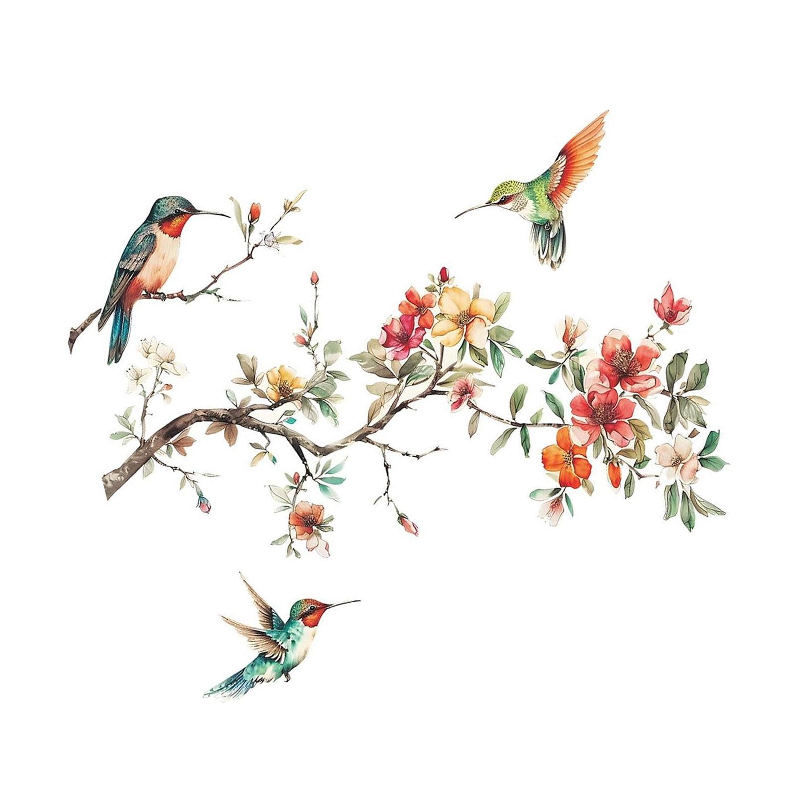 Magideal - Pegatinas De Pared Con Diseño De Flores Y Pájaros, Calcomanías De Pared, Arte Moderno, Decorativas, Extraíbles, Calcomanías Decorativas Para La Pared